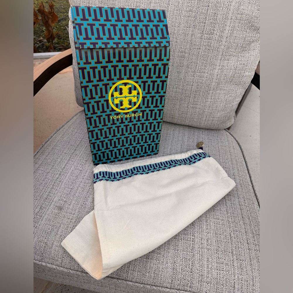 Tory Burch Blue Green Patterned Bag with Cream Dust Bag Pouch Miller